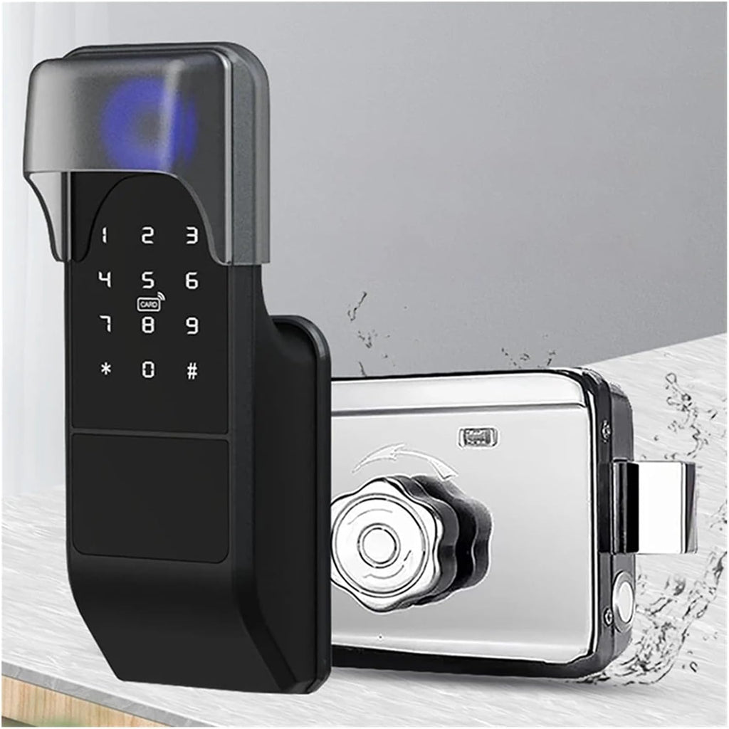 Waterproof Tuya WiFi Smart Door Lock Digital Password Double Fingerprint Electronic Rim Lock for Outdoor Iron Gate Door