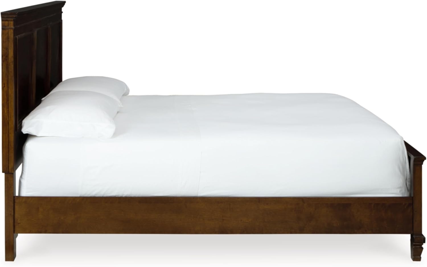 Signature Design by Ashley Danabrin Traditional King Panel Bed with Tapered Feet, Foundation or Box Spring Needed, Dark Brown