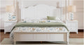 A Three-Piece Furniture Set, A Sturdy Wooden Bed with A Bedside Table, Suitable for A Family Setting(White(Queen))