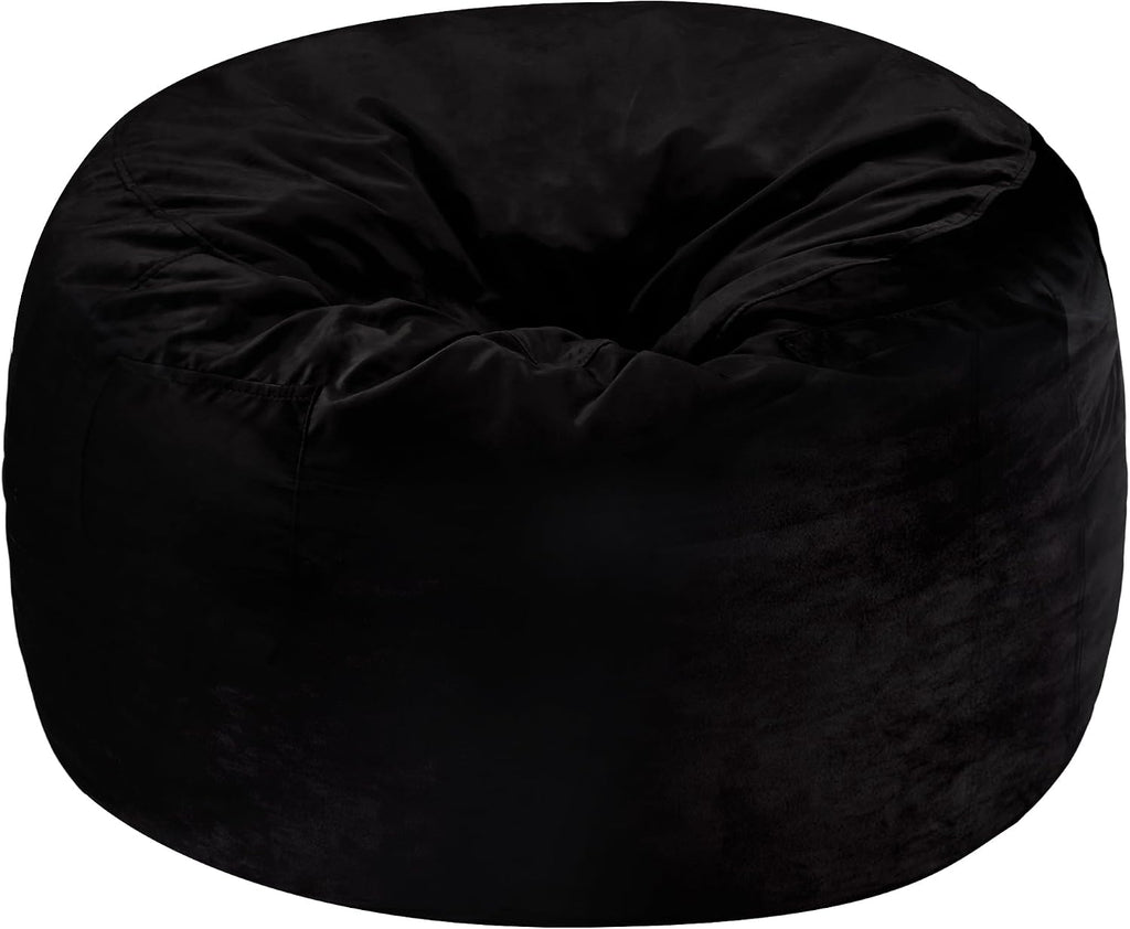 Homguava 6FT Bean Bag Chair Giant BeanBag with Memory Foam Filled, Large Bean Bag Chairs for Adults, Adult Bean Bag Chair with Dutch Velvet Cover for Living Room Bedroom-Black