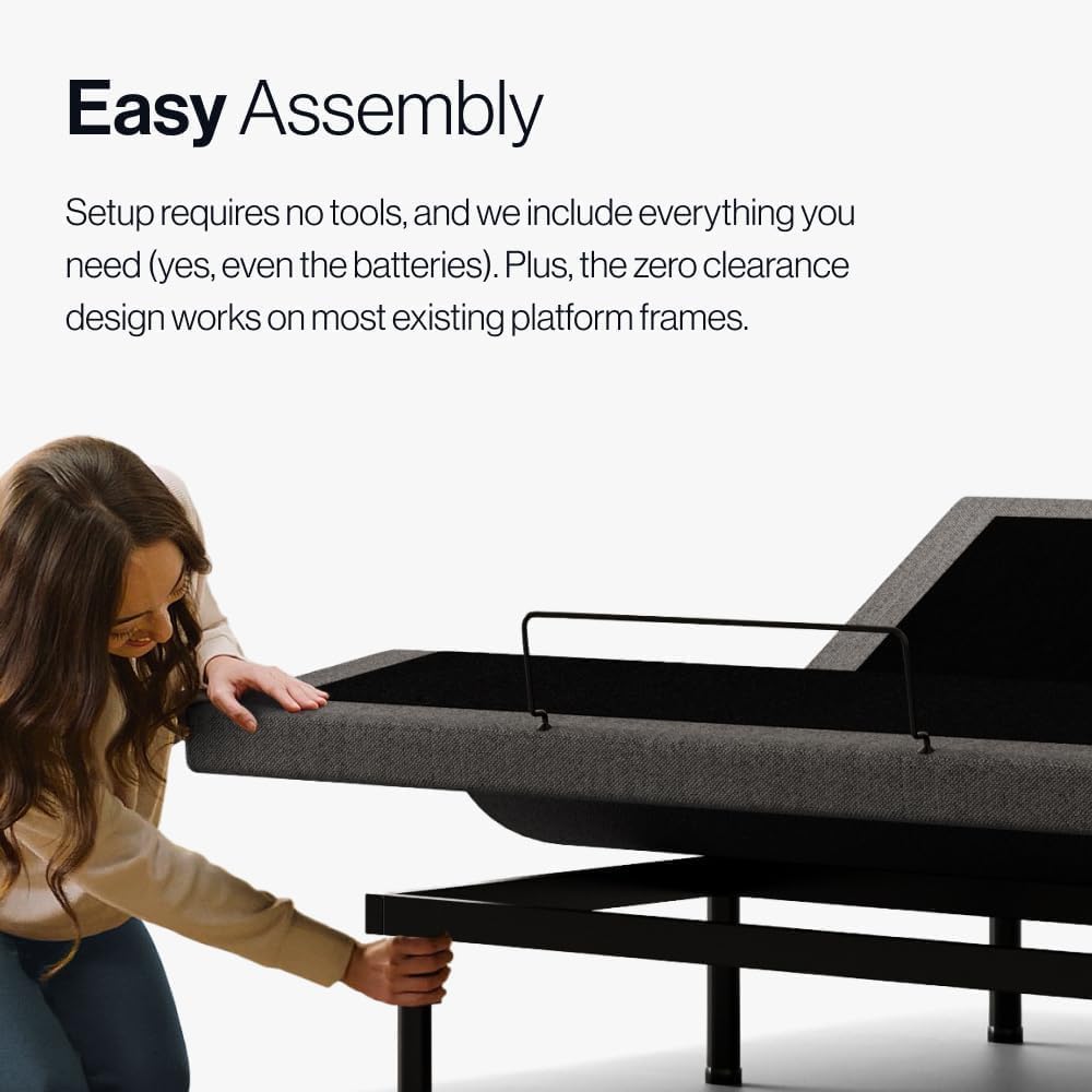 Adjustable Comfort Upholstered Premium Adjustable Base with Upgraded Motors, Massage, Wireless Remote, USB Port-Ergonomic Head and Foot Inclines, Twin XL