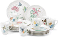 Lenox Dinnerware Set, Butterfly Meadow 18-Piece Set, Service For 6, White Porcelain, Butterfly And Flower Designs, Plates And Bowls Sets, Dishwasher Safe, Home & Kitchen (Assorted, 18 Pieces)
