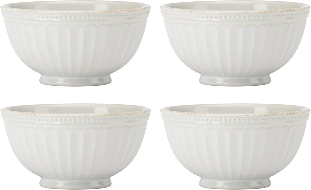 Lenox Dinnerware Sets, French Perle Groove White 24-Piece Dinnerware Set, Service For 8, Stoneware, Dishwasher Safe, Microwave Safe, Bowls, Plates And Bowls, Dinner Dishes, Plates (White, 24 Piece)