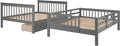 Harper & Bright Designs Full-Over-Full Bunk Bed with Storage Drawers, Soild Wood Stairway Bunk Bed with Full-Length Guard Rail Can Be Divided into 2 Beds for Boys Girls, No Box Spring Needed(Grey)