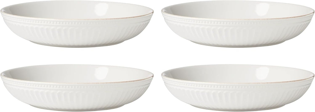 Lenox Dinnerware Sets, French Perle Groove White 24-Piece Dinnerware Set, Service For 8, Stoneware, Dishwasher Safe, Microwave Safe, Bowls, Plates And Bowls, Dinner Dishes, Plates (White, 24 Piece)