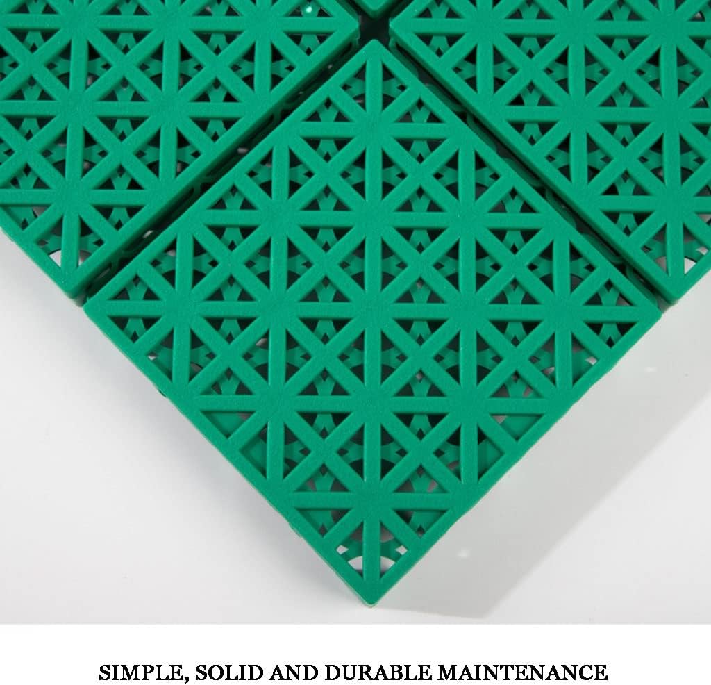 16 Pcs Modular Interlocking Cushion Plastic Outdoor Flooring Anti-Slip Floor Tile Mats Drain Pool Patio Balcony Yard Washer Pad，Red 9.8 * 9.8 * 0.5inch