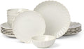 Lenox Dinnerware Sets, French Perle Scallop White 18-Piece Dinnerware Set, Service For 6, Stoneware Material, Dishwasher Safe, Microwave Safe, Bowls, Plates And Bowls, Dinner Dishes (White, 18 Piece)