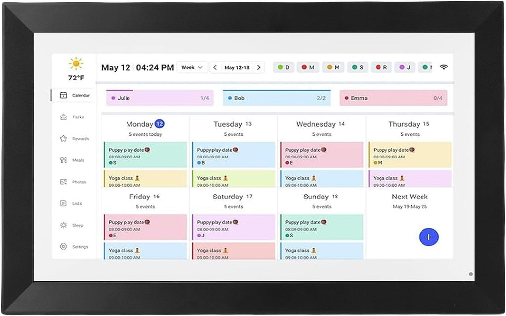 Family Calendar, Digital Wall Calendar, 15.6 Inch Smart Family Organizer with App, Photo Frame, Horizontal Vertical Display (US)