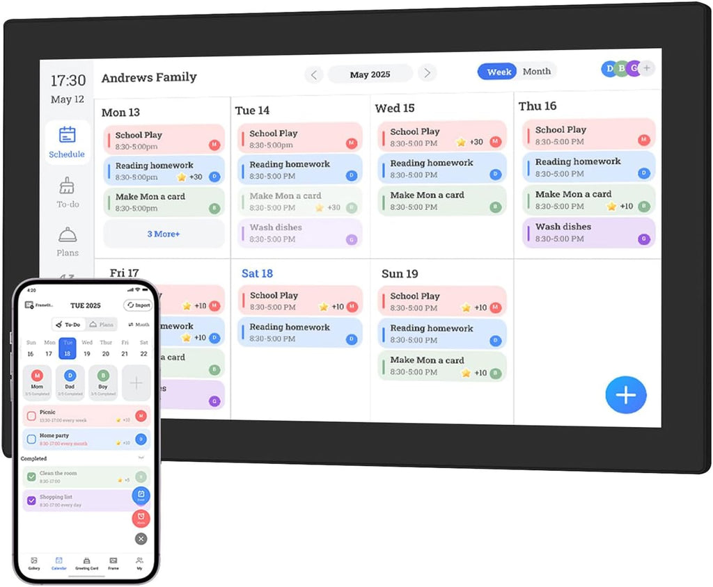 Digital Calendar, 15.6 Wall Planner, Touch Screen Chore Chart Customize Dashboard, Smart Electronic Calendar for Family Schedules & Meal Planner, Wall Desk Mount (Black)