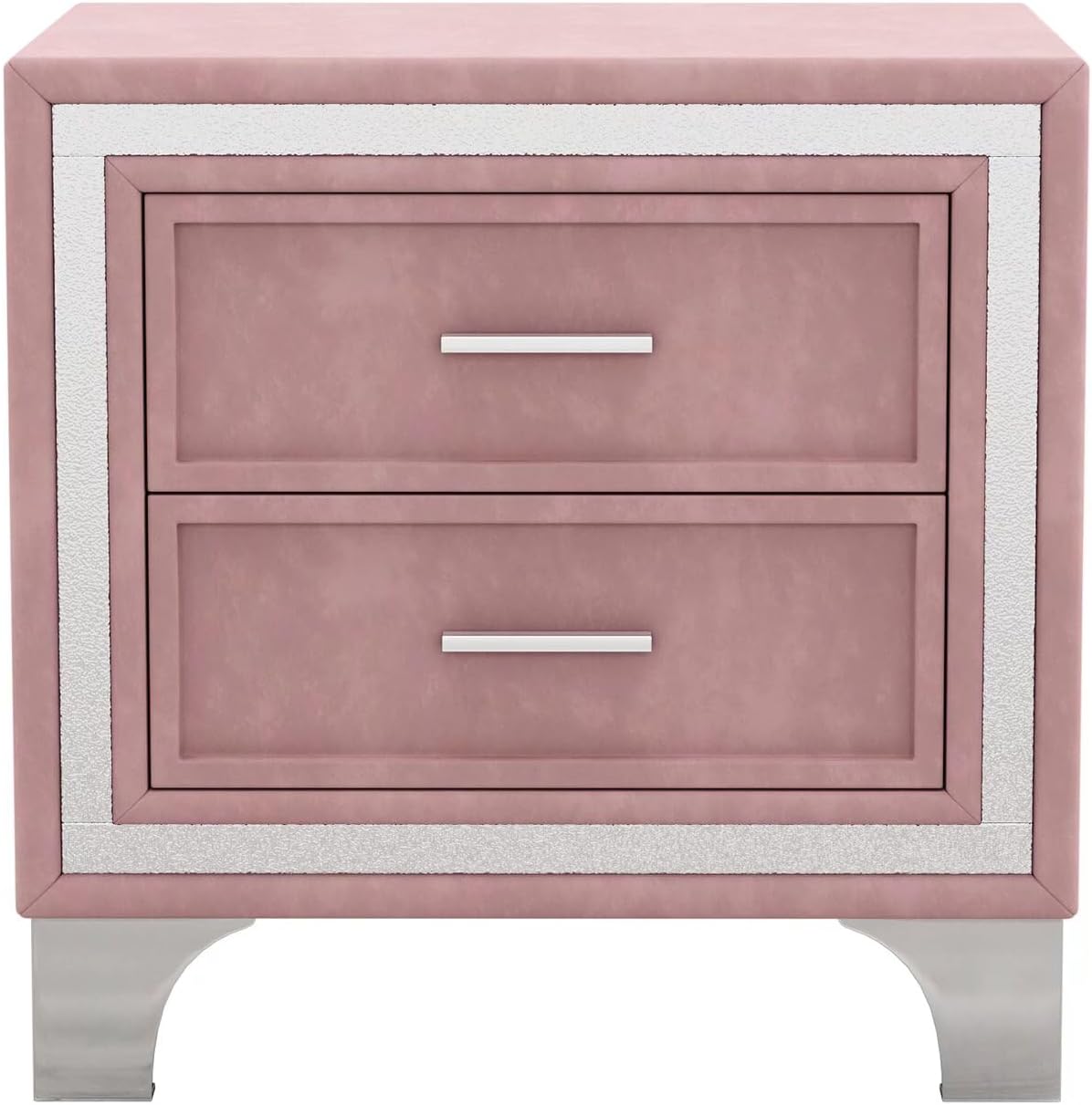 JIJIWANG 3-Pieces Bedroom Sets,Queen Size Upholstered Platform Bed with LED Lights and Two Nightstands for Bedroom,No Box Spring Needed/Easy Assembly (Pink,3-Pieces Queen)