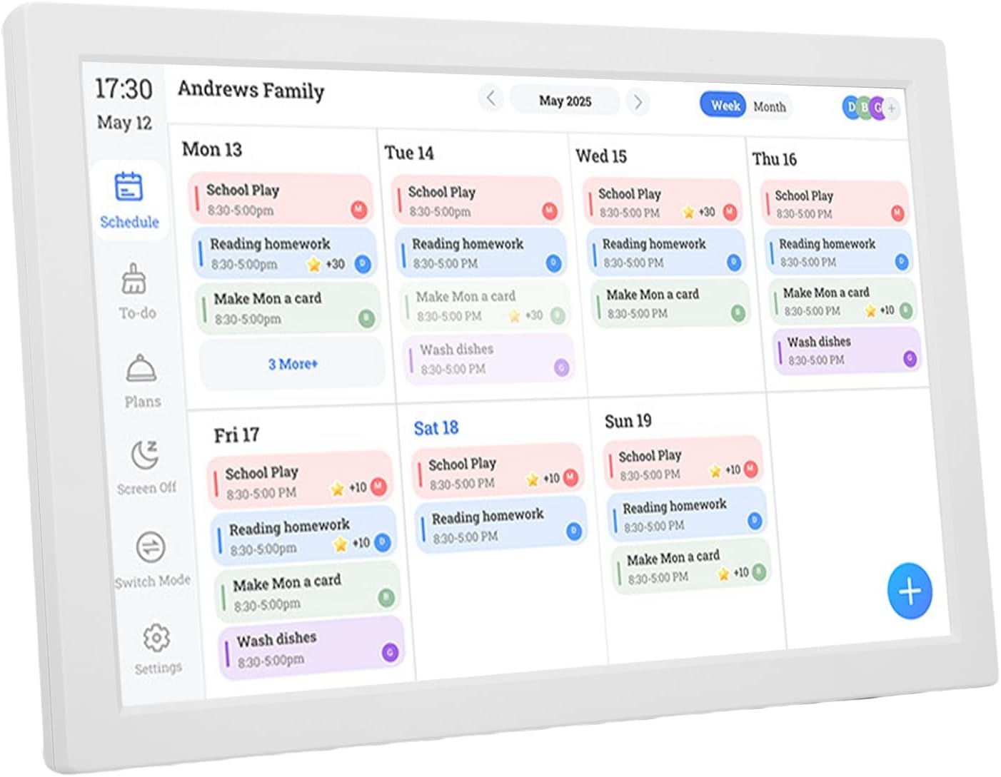 Fabater Digital Calendar, 10.1in HD Touchscreen Smart Calendar, Family with Chore Chart, Meal Plan, Photo Frame, Desk Wall Mountable and Automatic Sync for Household Schedules