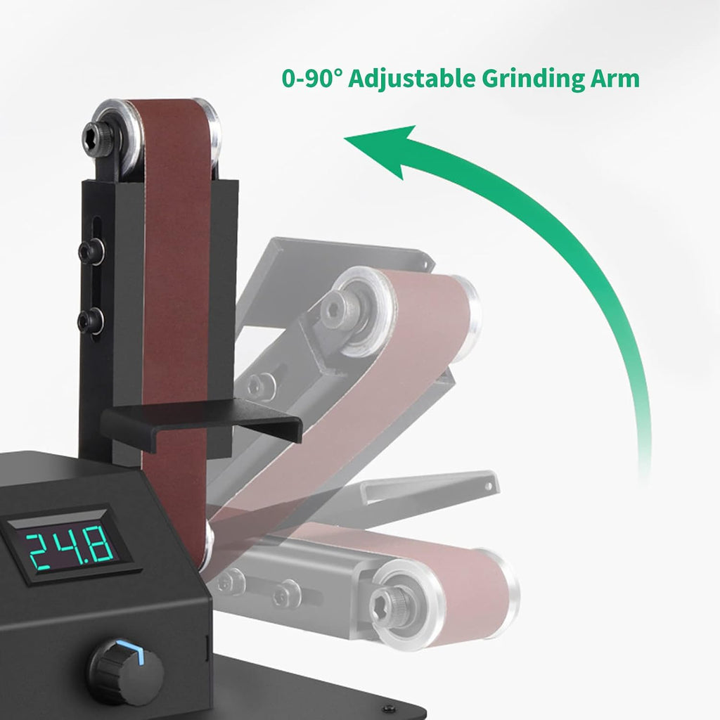 Benchtop Belt Sander with 10 Abrasive Belts 30 Type, 350W 0~90° Adjust Digital Display Sanding Belt Machine, 0~10000Rpm Electric Polishing Grinding Tool