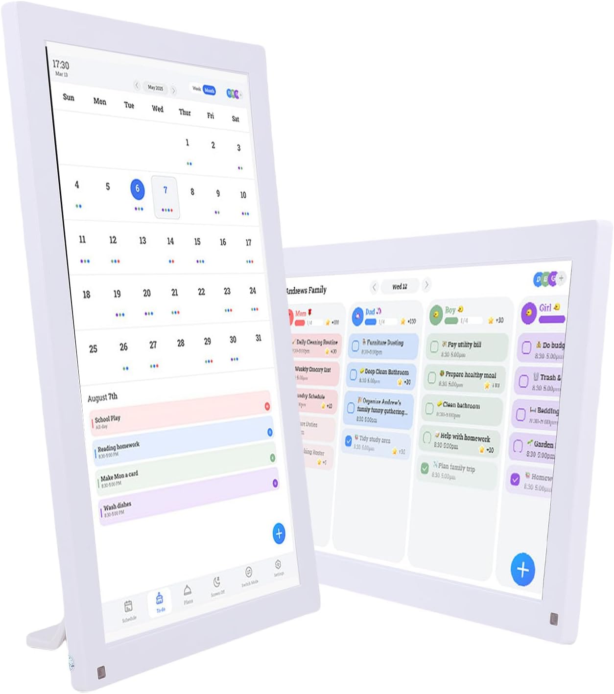 Asixxsix 15.6 Inch Smart Digital Calendar Planner & Chore Chart, Touchscreen Interactive Display for Family Schedules, WiFi Digital Cloud Picture Frame Family Planner for Wall Desk (1)