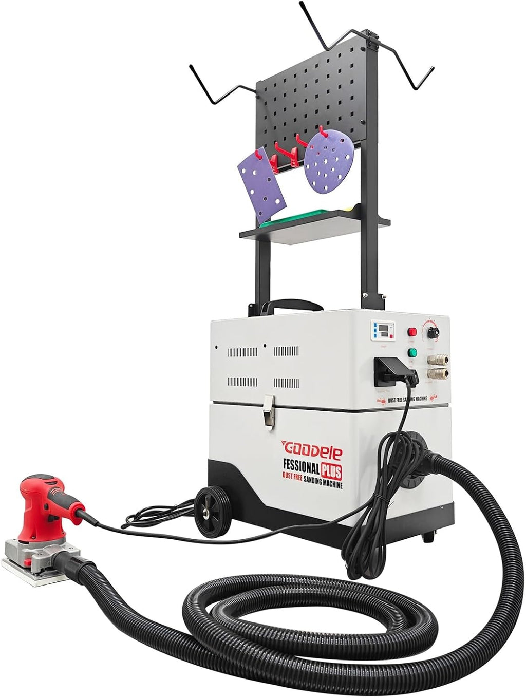 TECHTONGDA 220V Dust Free Dry Sander Grinding Tool with Control Panel, 50L Dust Collection Bag, 12000r/min Dustless Dry Sanding Machine for Car Body Repair, Vacuum Sander Cleaner, 3900L/min Flow Rate
