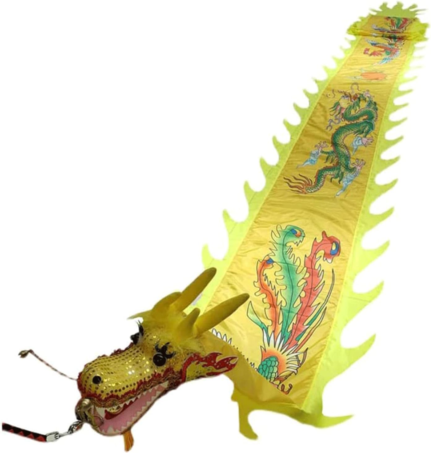 Chinese New Year Decorations 3D Silk Streamer Dragon Dance Halloween Party Lion Dance Traditional Festival Spring Outdoor Sports Ribbon Spring Festival Party Supplies(Yellow,8m)