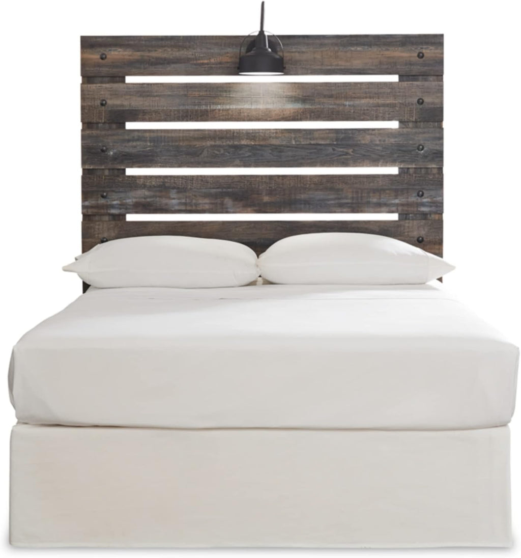 Signature Design by Ashley Drystan Rustic Panel Headboard ONLY with USB Charging Stations, Full, Brown