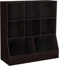 DINZI LVJ Toy Storage Organizer, Kids Bookshelf, Wood Toy Storage Cabinet, 3-Tier 8 Cubby Children Bookcase, 39.4' L Toddler Book Shelf for Playroom, Living Room, Nursery, Hallway, Classroom, Espresso