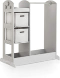 Guidecraft See and Store Dress-up Center – Gray: Kids Dramatic Play Storage Armoire with Mirror, Rack, Shelves & Bottom Tray - Toddlers Costume & Toy Organizer Furniture