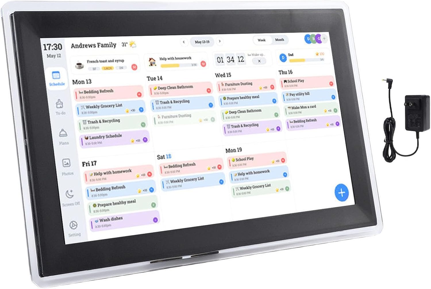 GOWENIC 15.6 Inch Smart Digital Calendar, Touchscreen Interactive Family Planner Display for Seamless Scheduling, Share Photos and Videos via App (US)