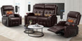 Reclining Loveseat, 2 Single Power Heat & Massageable Recliner Chairs with Storage, Cup Holders, Oversized Massage Sofa Heavy Weight Capacity, Wall Hugger Couches for Living Room & RV