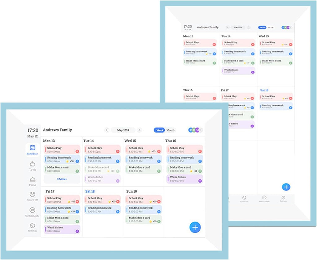 GOWENIC 10.1 Inch Smart WiFi Digital Calendar, Touchscreen Interactive Family Planner Display for Seamless Scheduling, with Digital Frame Mode, Blue
