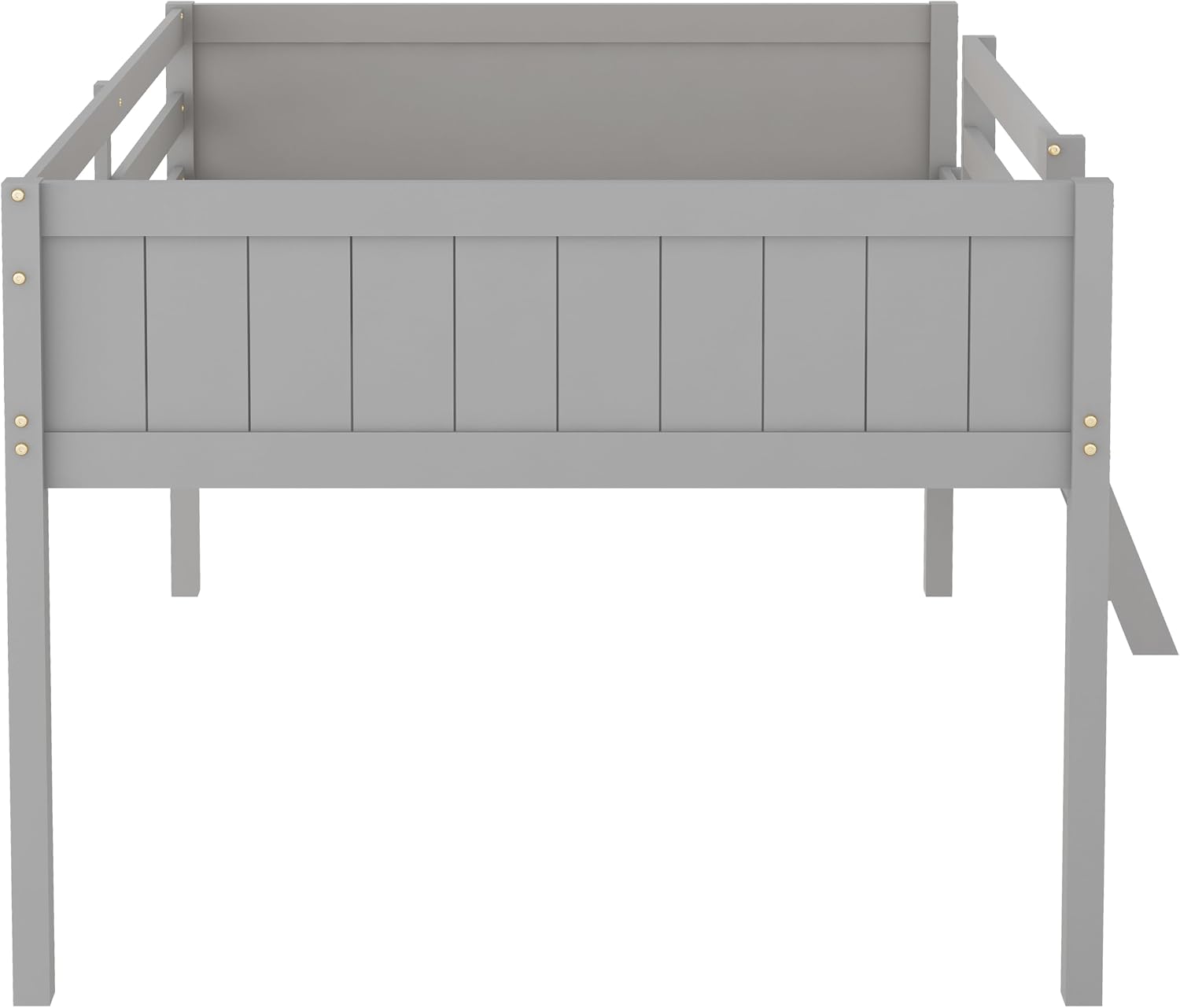 JIVOIT Full Size Low Loft Bed, Wooden Loft Bed with Convertible Ladder, Ladder can be Placed on The Left or Right, Full-Length Guardrails, No Box Spring Required (Gray & Convertible Ladder,Full)