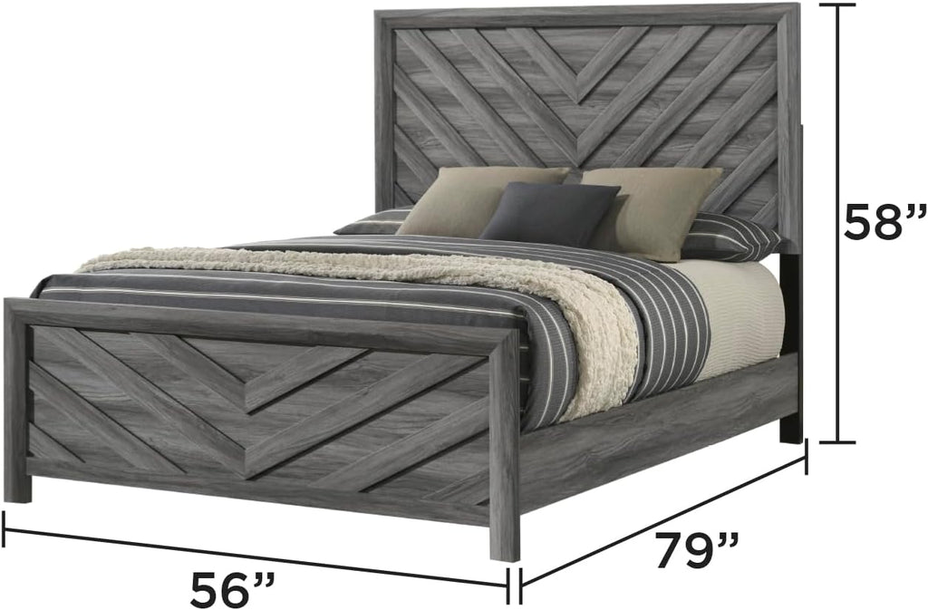 4 Pc Full Bedroom Set Made with Wood in Gray