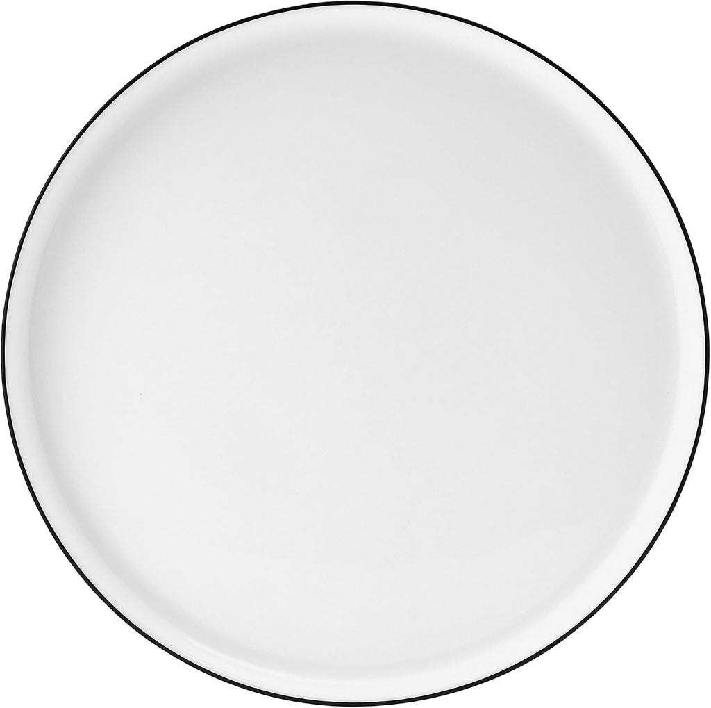 Mikasa Samantha 12 Piece Bone China Dinnerware Plate and Bowl Set, Service for 4, Black Banded Rim, Chip-Resistant, Lightweight, Durable, White