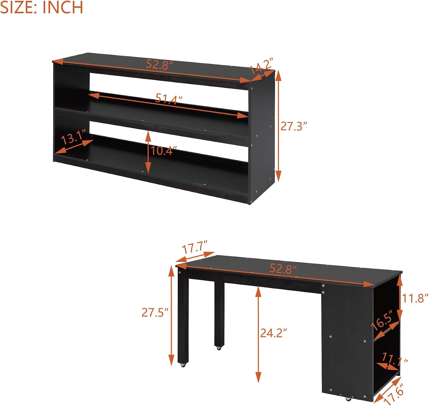 Full Size Loft Bed with Retractable Writing Desk, Wooden Loft Bed with 3 Drawers and Shelves, Storage Stairs, Versatility Low Loft Bed Storage Bed for Kids Boys Girls Bedroom (Espresso,Storage Stairs)