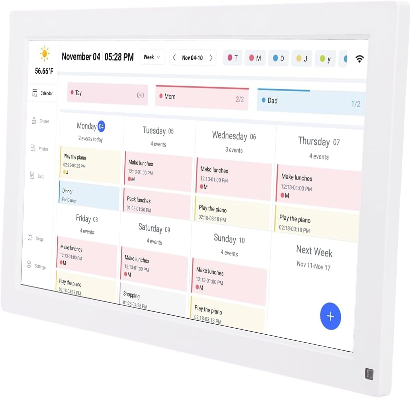 Yunseity 15.6 Inch Smart Digital Calendar Planner, Touchscreen Wall Calendar with Chore Chart, Full HD 1080P Display, 32GB Storage, Dual Stereo Speakers, Desktop or Wall Mount (US PLUG)