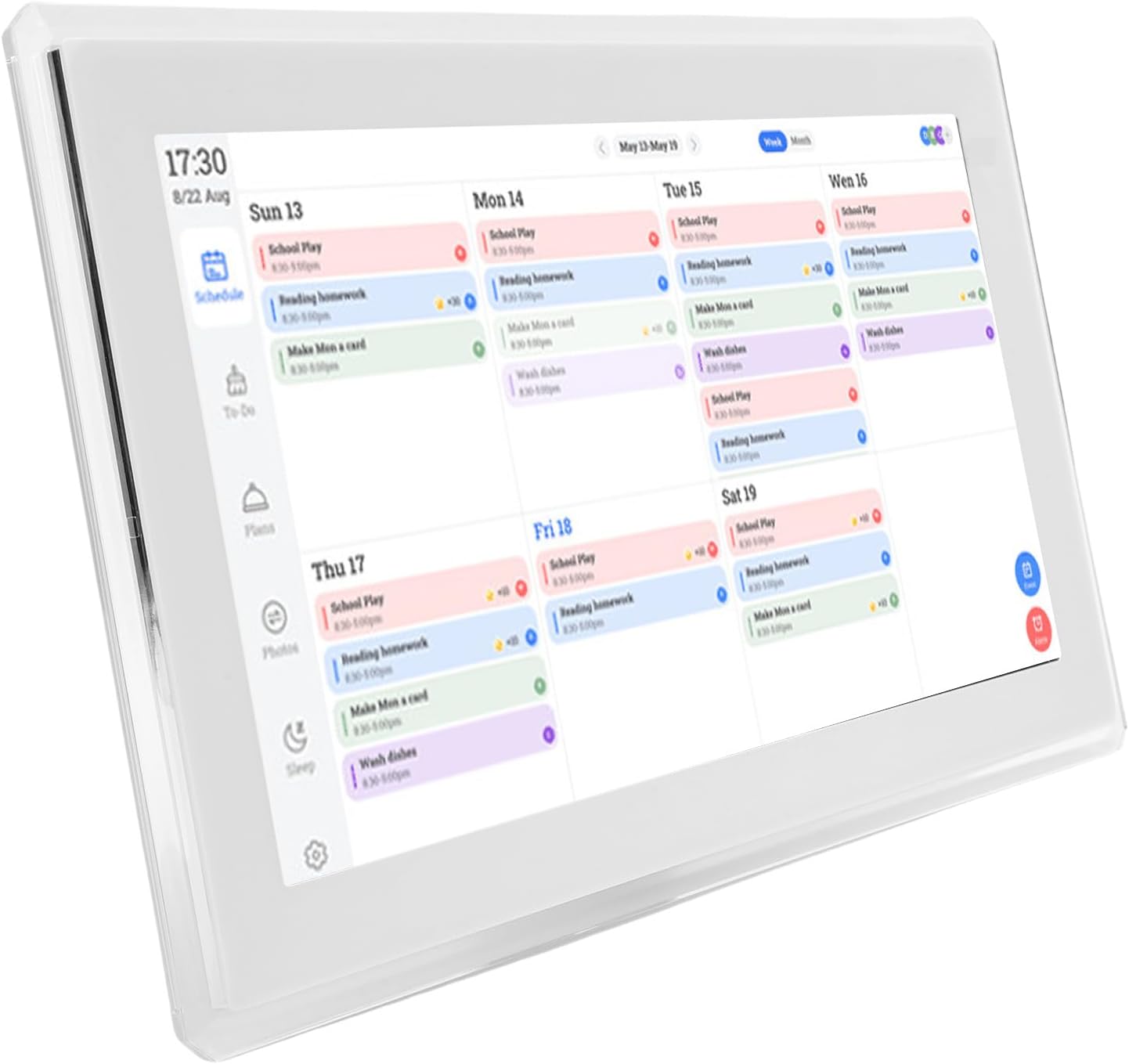Fabater Smart Digital Calendar, 15.6 Inch LCD Touch Screen Interactive Family Scheduling Chore Chart Digital Calendar, Electronic Wall with Photo Frame Auto Sync for