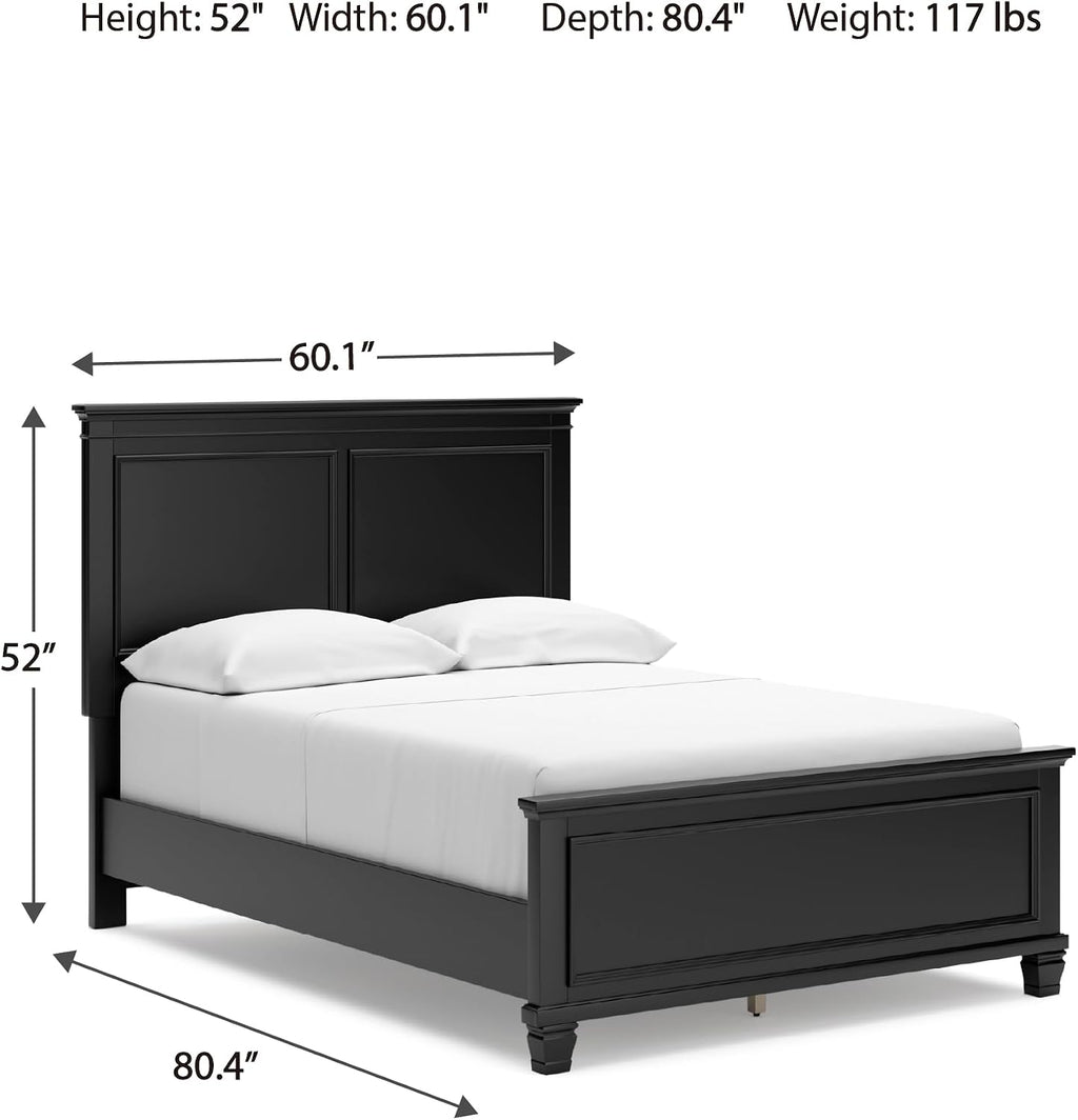 Signature Design by Ashley Lanolee Transitional Full Panel Bed with Tapered Feet, Foundation or Box Spring Needed, Black