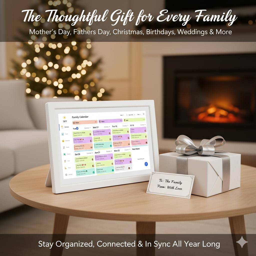 MMQ 10.1 Inch Digital Calendar and Picture Frame 2-in-1, 1080 IPS HD Touch Screen, 32GB, Wall/Desk Mount, WiFi App Sharing, to-Do List, Meal Planner and Photo Frame for Women, Mom, Home, Office