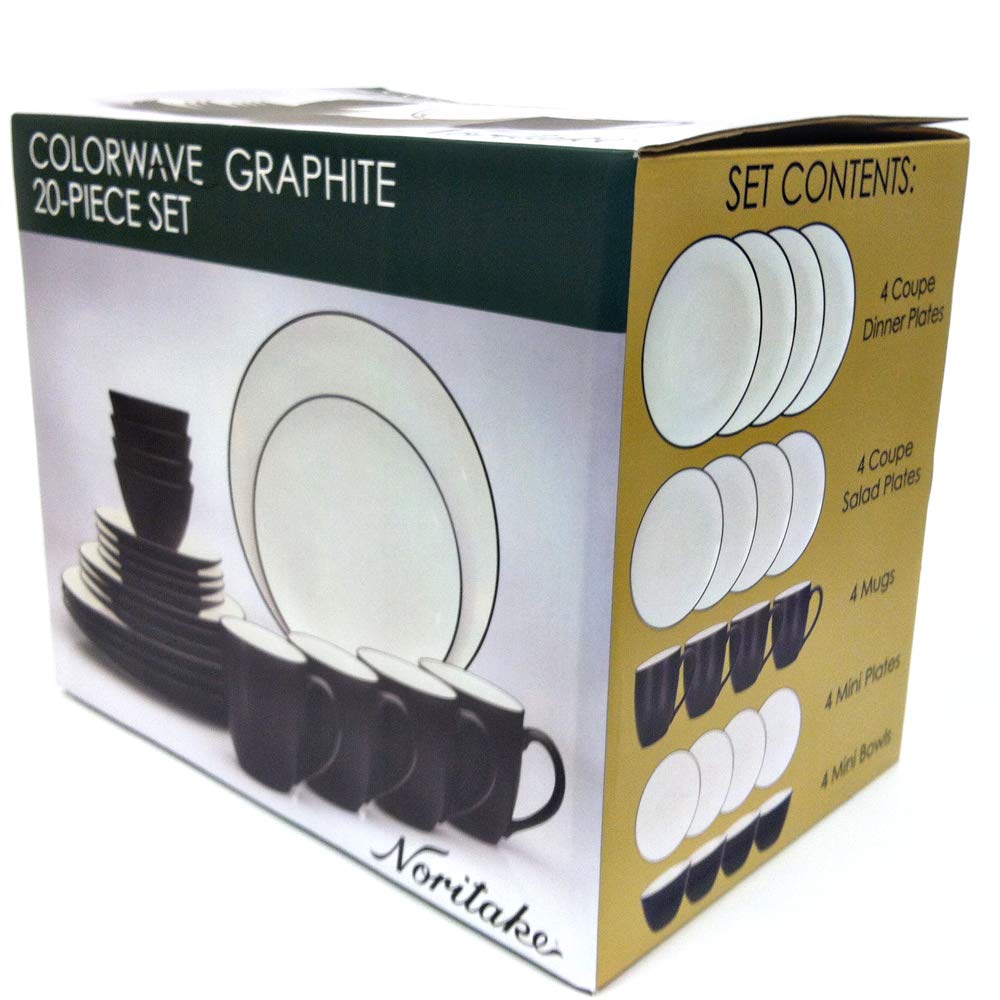 Noritake Colorwave Graphite 20-Piece Dinnerware Set, Service for 4