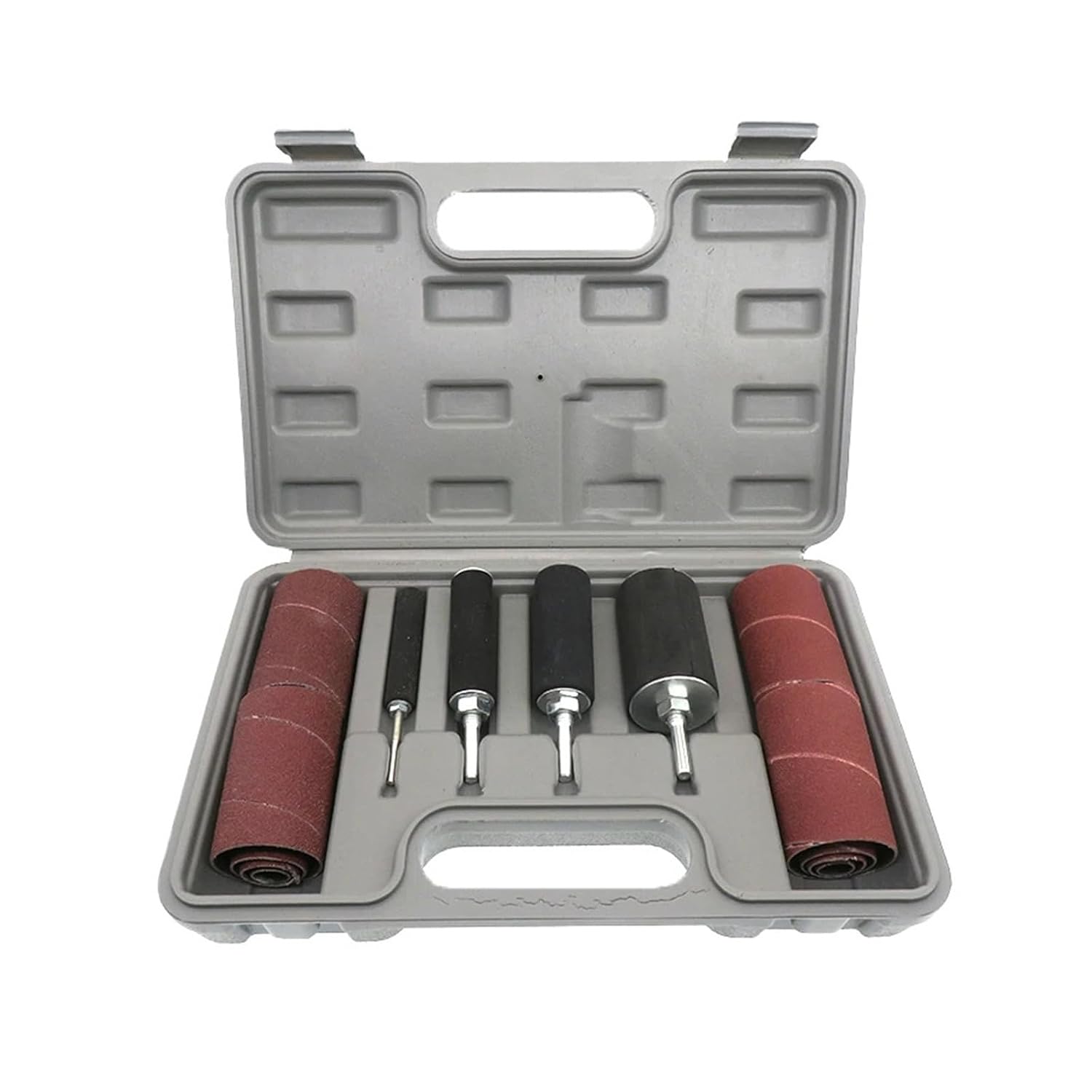 20pcs Spindle Sander Drum Sanding Belt Rubber Mandrels Spindle +Sanding Sleeves with Case, for Woodworking Drill Rotary Tool