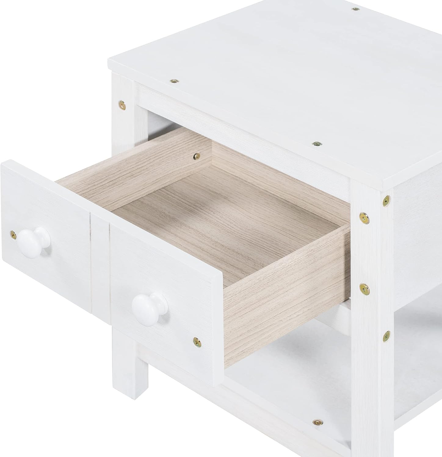 Full Size Wood Canopy Bed with Trundle Bed and Two Nightstand, Modern Bedroom Set for Kids Girls Boys Teens,Can Be Freely Decorated (White+Bedroom Set)