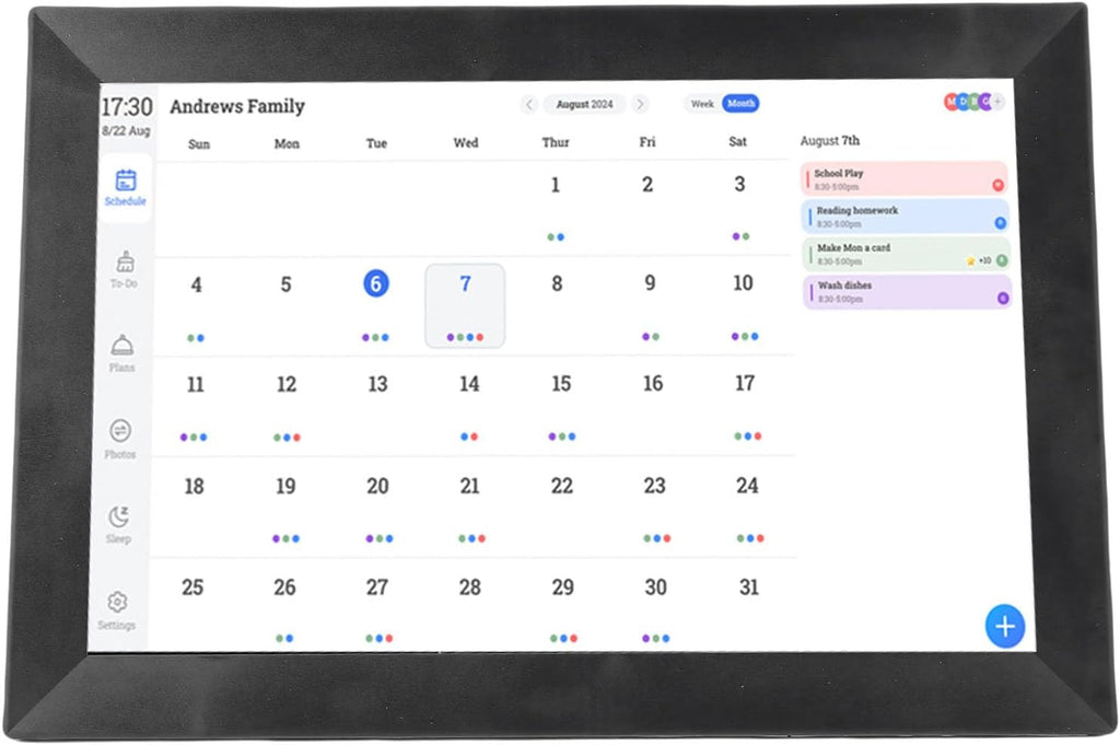 Smart Digital Calendar, 13.3 Inch HD Touchscreen Family Planner with WiFi Digital Frame and AI Portrait Restoration, for Multi User Screen Sharing (US Plug)