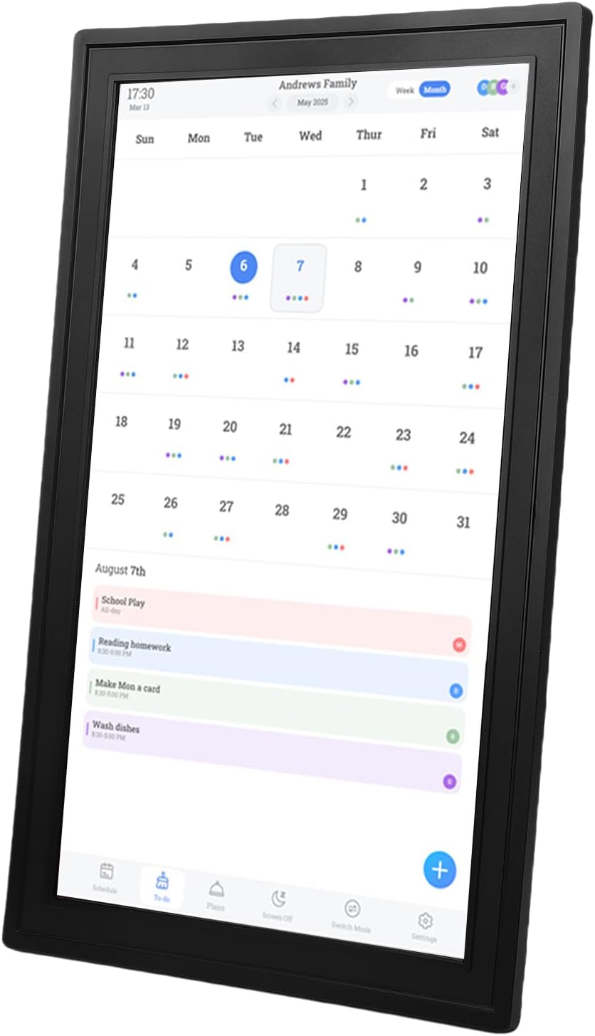 Zunate 18.5 Inch Smart Digital Calendar Chore Chart With WiFi Touchscreen, Family Schedule Planner, Wall or Desk Mount Interactive Display, 32GB Memory (US Plug)