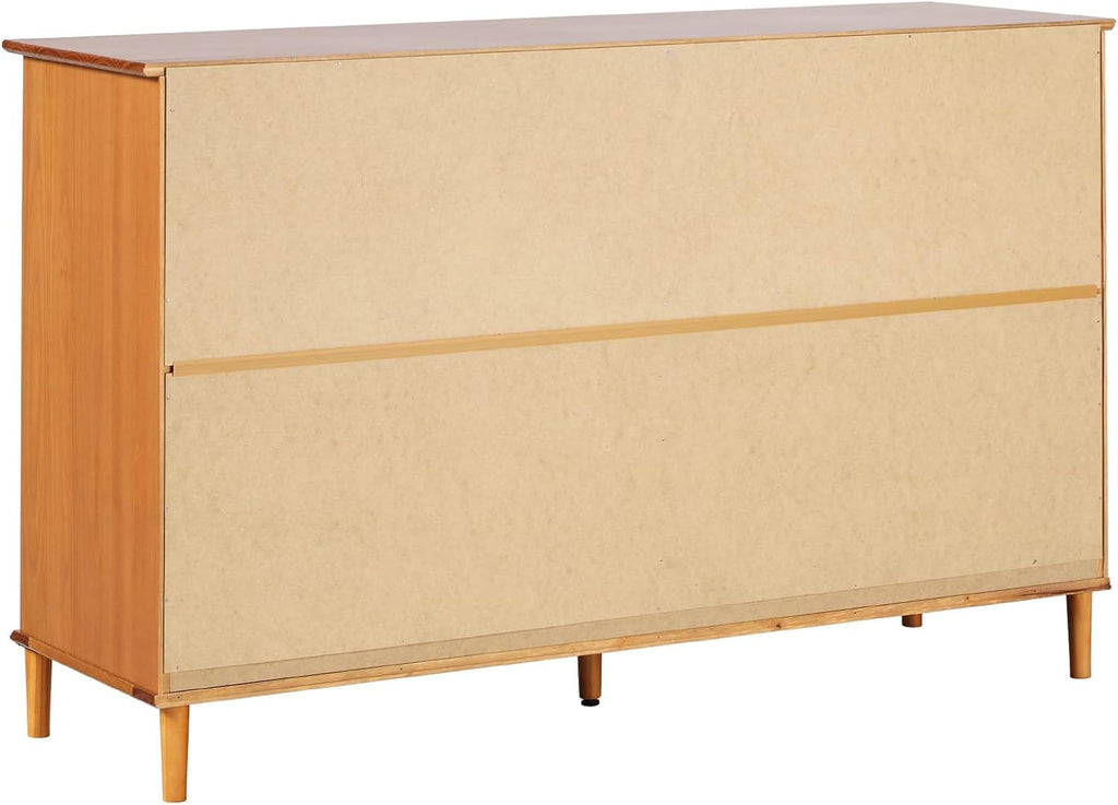 Walker Edison Modern 6-Drawer Solid Wood Dresser Bedroom Storage, 57 Inch, Caramel