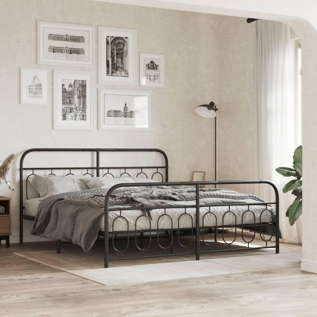 Bed Frame Full Modern Black Steel Frame with Storage, Sturdy Base - Rectangular Beds & Bedroom Set