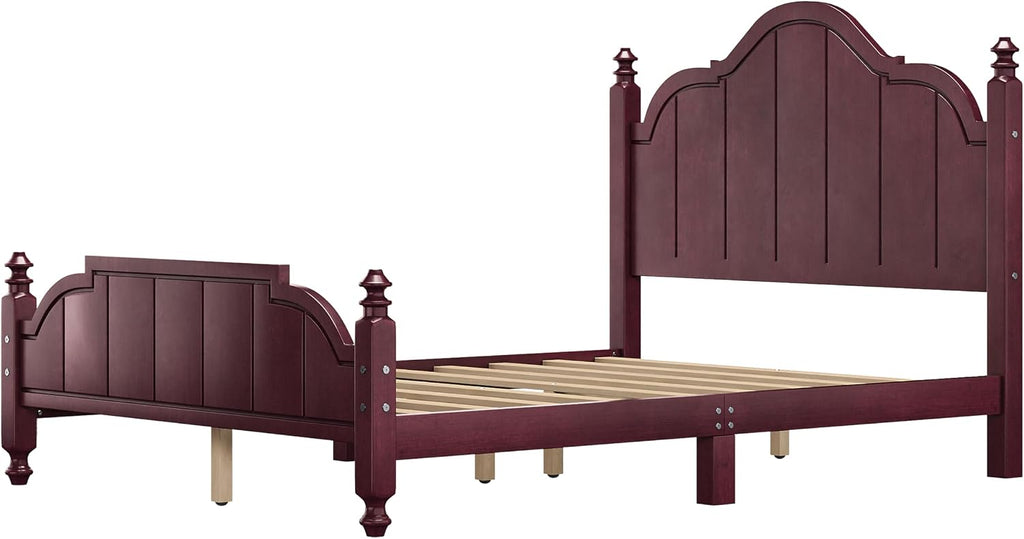 JIVOIT Vintage Wooden Bed Frame, Full Size Platform Bed with Wide Headboard, Wood Slats Support, No Spring Box Needed, Easy Assembly (Espresso-Full,2)