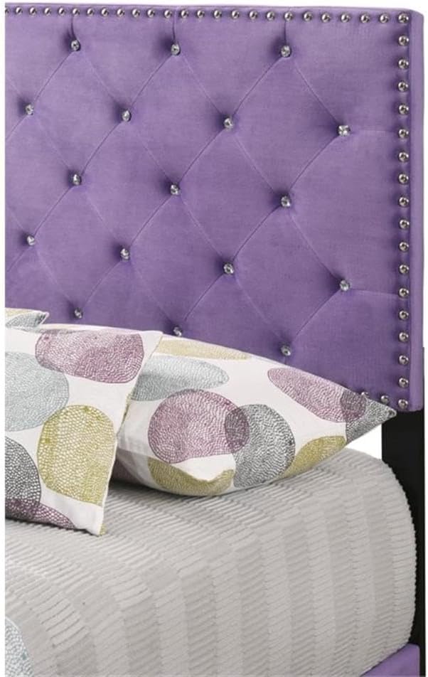 Glory Furniture Suffolk Velvet Upholstered Twin Bed in Purple