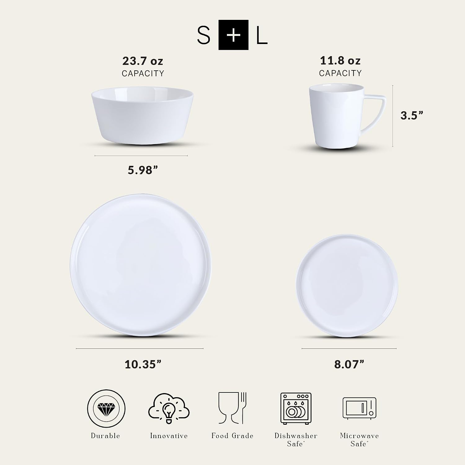 Stone Lain Madeline Formal Bone China Dinnerware Set 32 Piece Service for 8, White