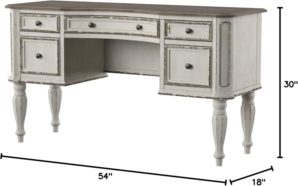 Liberty Furniture Industries Magnolia Manor Vanity Desk, W54 x D18 x H30, White