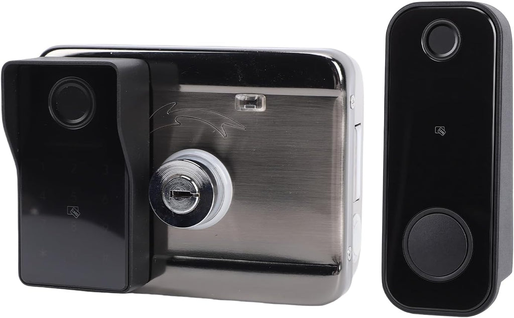 AUNMAS Smart Aluminum Gate Lock, Dual Access Electronic Fence Lock with Five Unlock Methods Including Fingerprint Card Key for Outdoor Garden Fence Gates