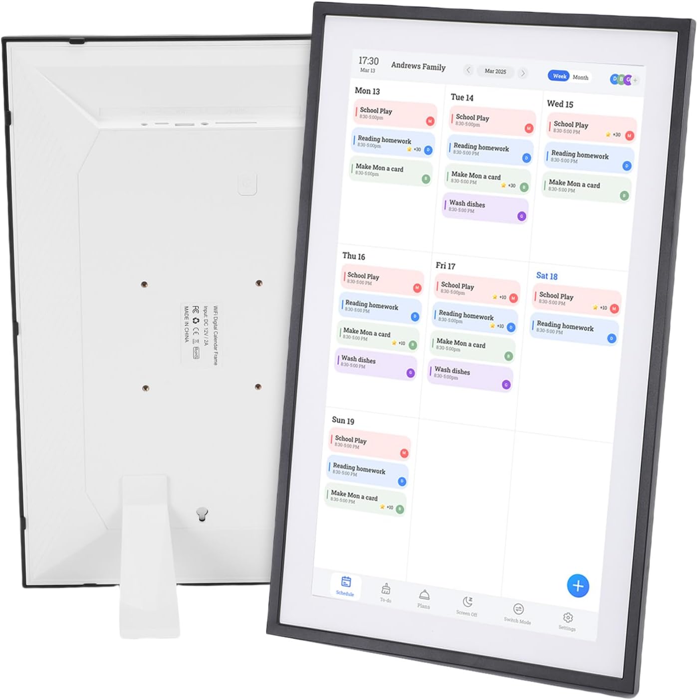 VBESTLIFE 15.6in Digital Calendar Chore Chart, 1080P HD Interactive Touchscreen, Smart Family Planner, Digital Calendar Wall & Desk Mountable (US)