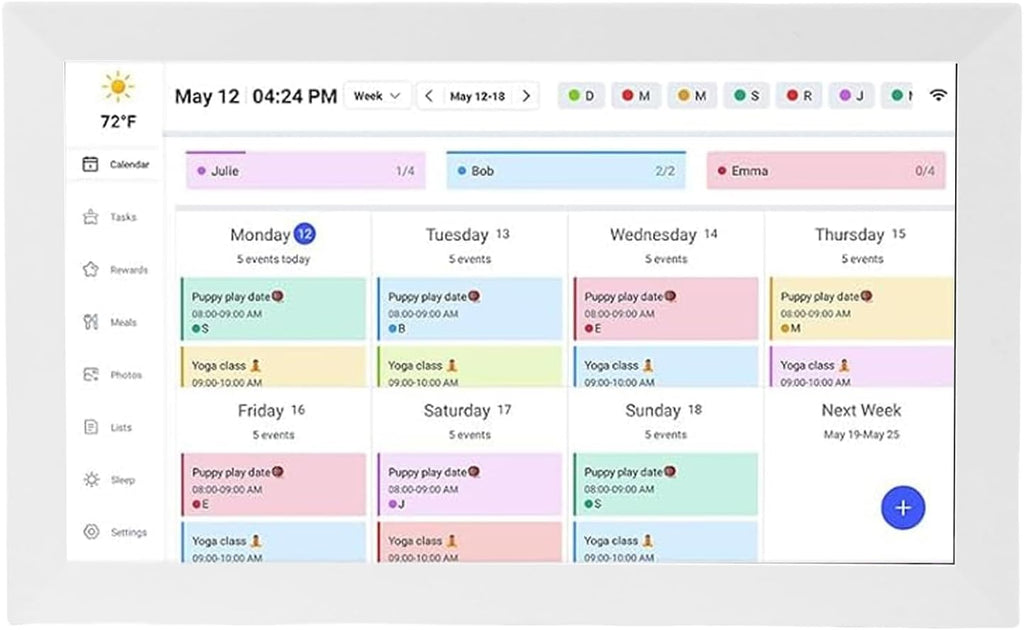 Tangxi 15.6' Smart Digital Calendar, 1920x1080 Full HD Touchscreen Family Planner & Calendar with Chore Chart & Meal Planner, Wall Mount & Desktop Stand (White)