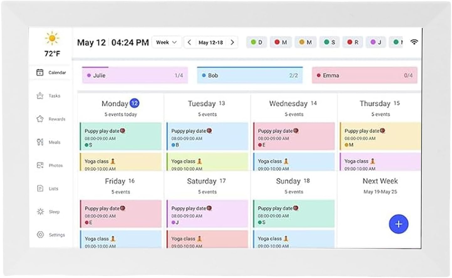 Smart Digital Calendar, 15.6 Inch Touch Screen Family Organizer with WiFi Sync, HD Photo Frame, Color Coded Scheduling, Wall Mount and Desktop Stand