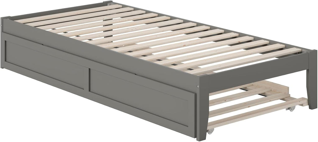 AFI Colorado Twin XL Size Platform Bed with Twin XL Trundle and Charging Station in Grey