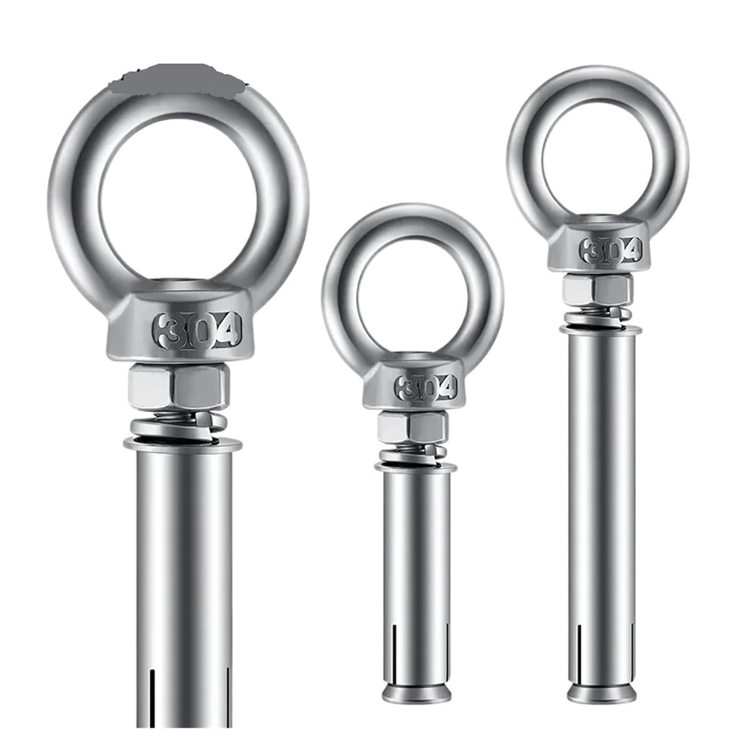 Anchor Bolts,Expansion Bolt, 5Pcs Stainless Steel Universal Ring Expansion Screw Sleeve Anchor Concrete Eye Bolt Installation Artifact Long Hook(M8*60MM)